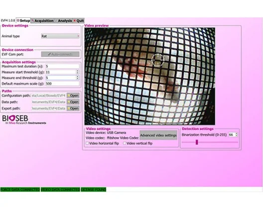  Electronic Von Frey - Screenshot from the new software with embedded camera